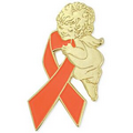 Orange Ribbon Angel Pin